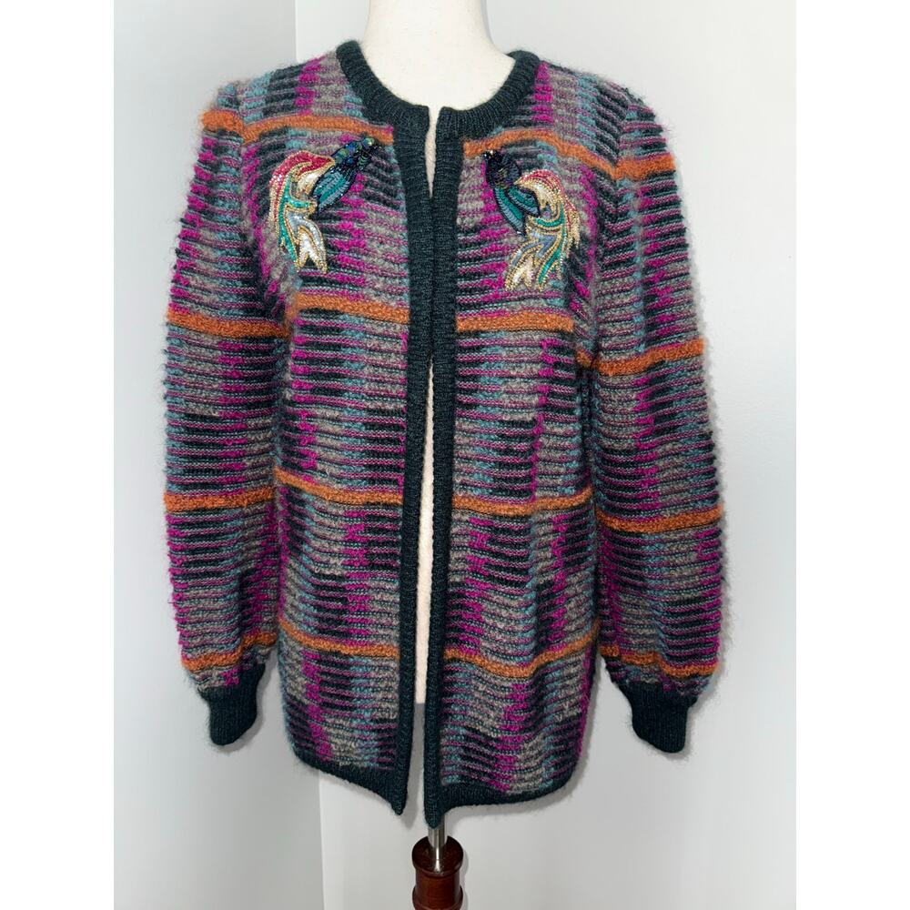 Vintage ESCADA Mohair Peacock Cardigan – Made in Western Germany